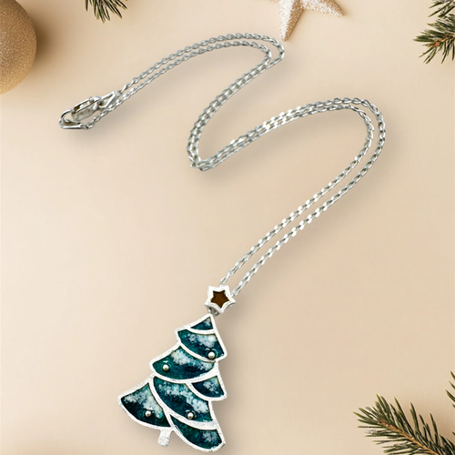 七宝焼クリスマスオーナメント3個セットＣ ⭐︎new⭐︎ 七宝焼きのクリスマスツリーペンダント - 揺れる星と雪の