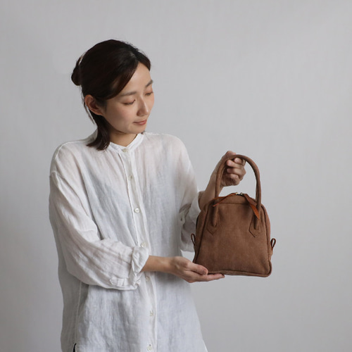 ✮酒袋リメイク✮トートバッグ/柿渋染め/古布/襤褸 夏SALE 古布リメイク 酒袋 柿渋染め 手織り木綿 斜め掛け