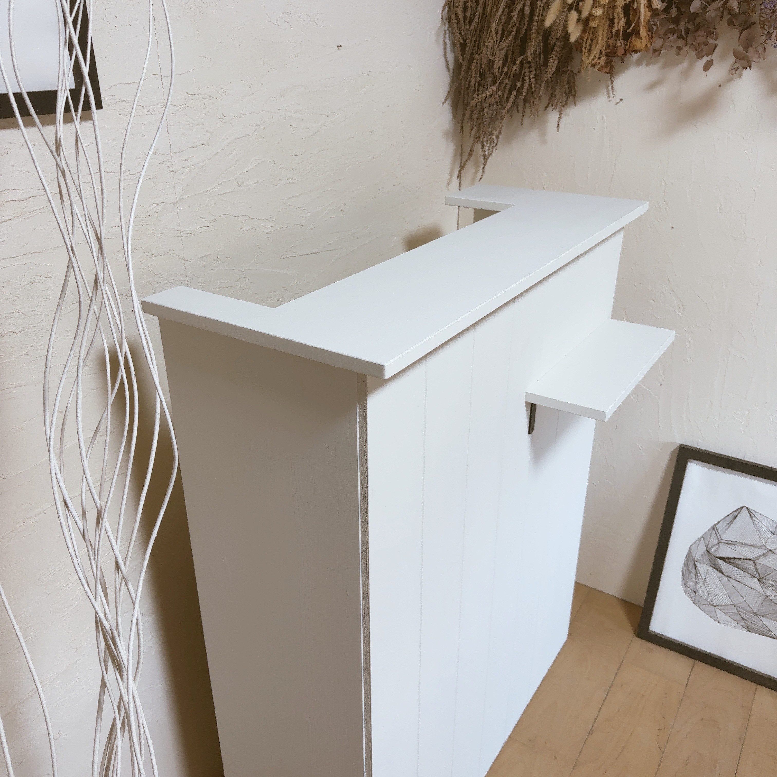 na299. 手元が隠れる 受付カウンター レジカウンター ショップカウンター ホワイト おしゃれ 美容室 ネイルサロン