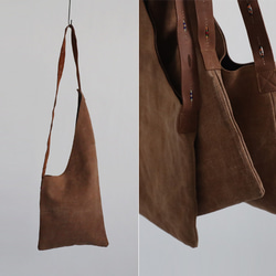 冬／クリスマスSALE古布リメイク酒袋 柿渋染め 手織り木綿 斜め