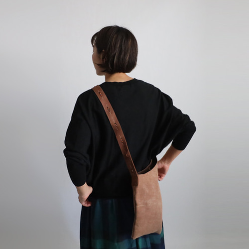 柿渋染め古布酒袋火消し服鶴亀型染めリメイク手作りエプロン前掛け