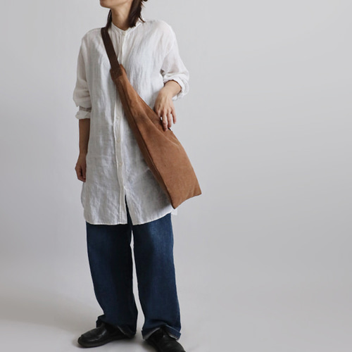 夏SALE 古布リメイク 酒袋 柿渋染め 手織り木綿 斜め掛け