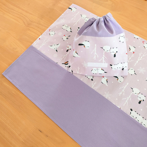 給食セット♡ふんわりシマエナガの給食袋＆ランチョンマット (40☓60