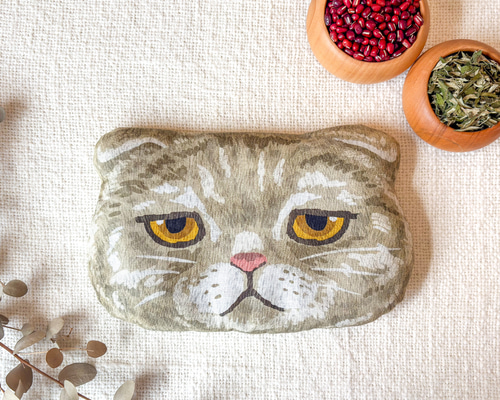 よもぎ入り》猫のあずきアイピロー♪＊スコティッシュフォールド「目