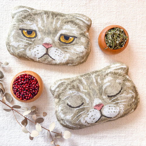 よもぎ入り》猫のあずきアイピロー♪＊スコティッシュフォールド「目