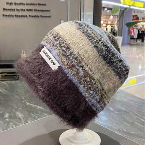 たぬき 希少 COACH 美品 通販 パープル モヘア ファー付きポンポン ニット帽 帽子