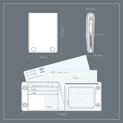 即納品 クロムエクセル 二つ折りトラッカーウォレット S03-EXBK