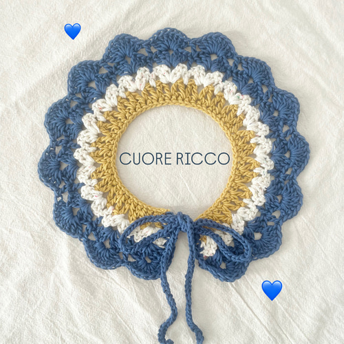 ベビーキッズ かぎ編み つぶつぶいりつけ襟 スタイ・よだれかけ