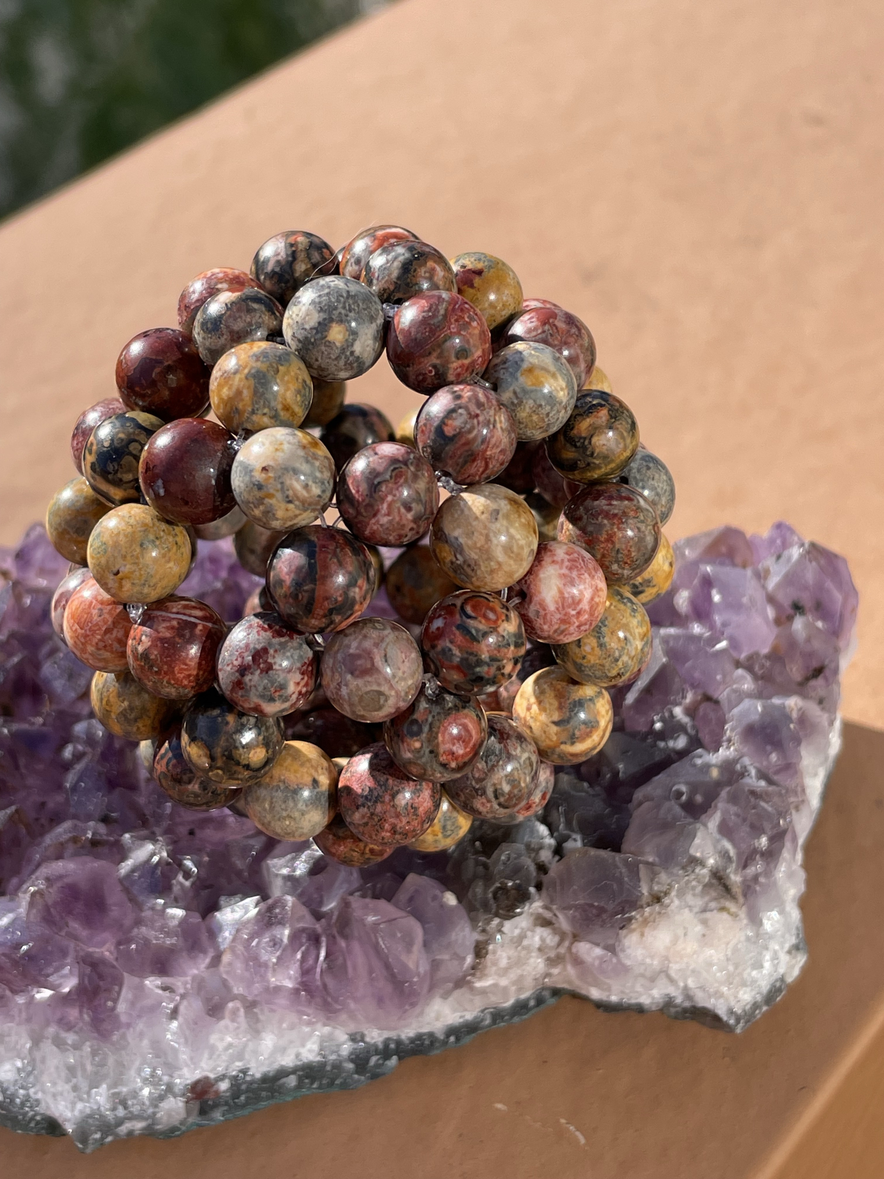 【K01-0712-62】フラーレン♡レオパードスキンジャスパー♡神聖幾何学♡バッキーボール