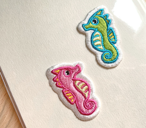 ヴィンテージワッペン JAPAN タツノオトシゴ 桜 送料無料＊ 選べる タツノオトシゴ 立体 刺繍 シール ワッペン