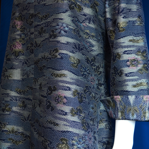 新品和服着物リメイク　紬からのロングワンピース　ロングコート　絹100%裏地付き 新品和服着物リメイク 紬からのロングワンピース ロングコート