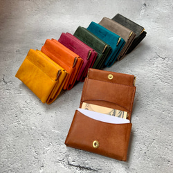 ほぼカードサイズなミニマム財布【8色展開】 キャッシュレス財布 極小ミニ財布 イタリアンレザー 財布 2枚目の画像