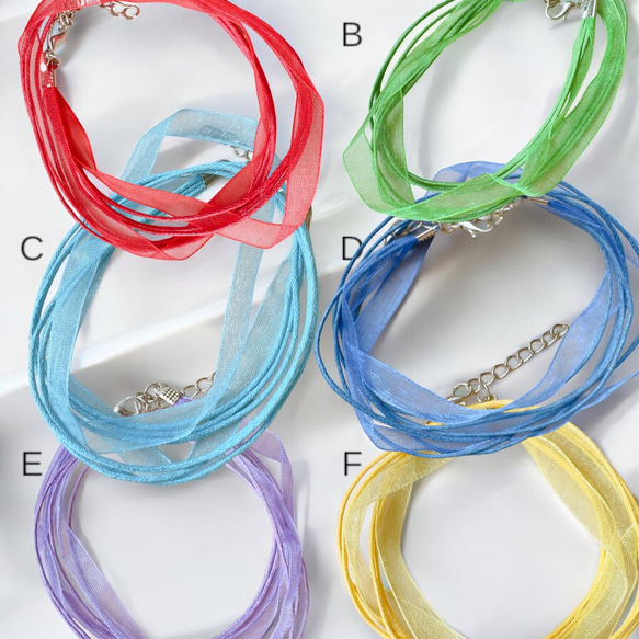 X614 オーガンジーリボン ネックレス 紐 アジャスター付き ペンダント