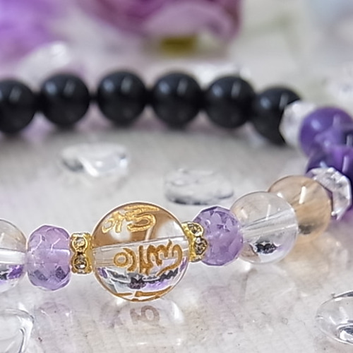 六字真言 お財布が豊かに 愛 お守り 運気上昇 ヒマラヤ水晶 アメジスト