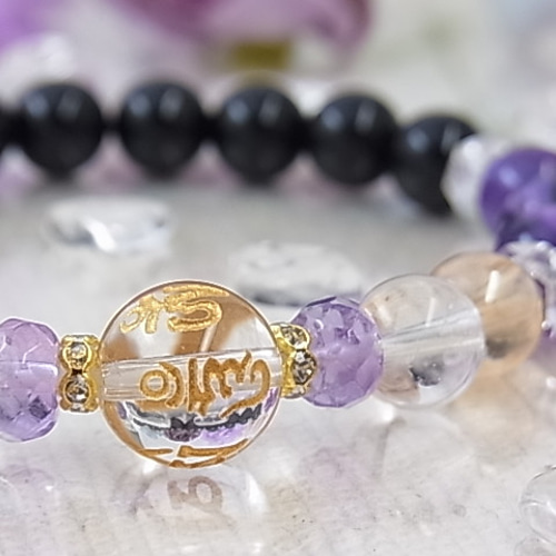 六字真言 お財布が豊かに 愛 お守り 運気上昇 ヒマラヤ水晶 アメジスト