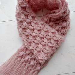 マフラー フリンジ カラフル ブルーピンクMIX 編み 手編み 編み物