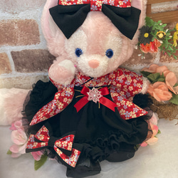 リーナベルSサイズ☆赤花柄 和着物ドレス6点コスチューム