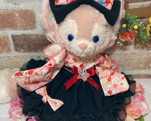 ステラルーＳ　ピンク花柄　和着物ドレス６点コスチューム　リーナベルも出品中 リーナベルSサイズ☆コーラルピンク花柄 和着物ドレス6点