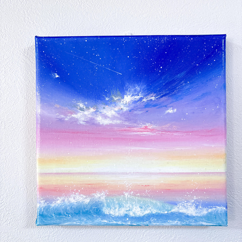 Earth【原画】夜明けの海辺〜光の射す方へ(チョークアート.オイル 