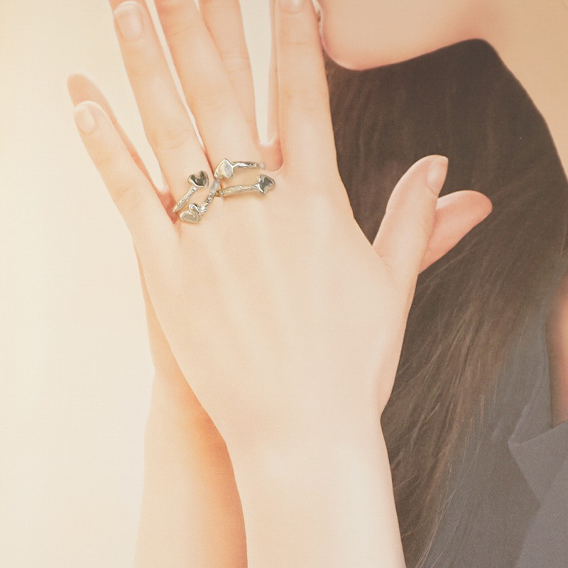 silver デザインリング　ハート×ハート