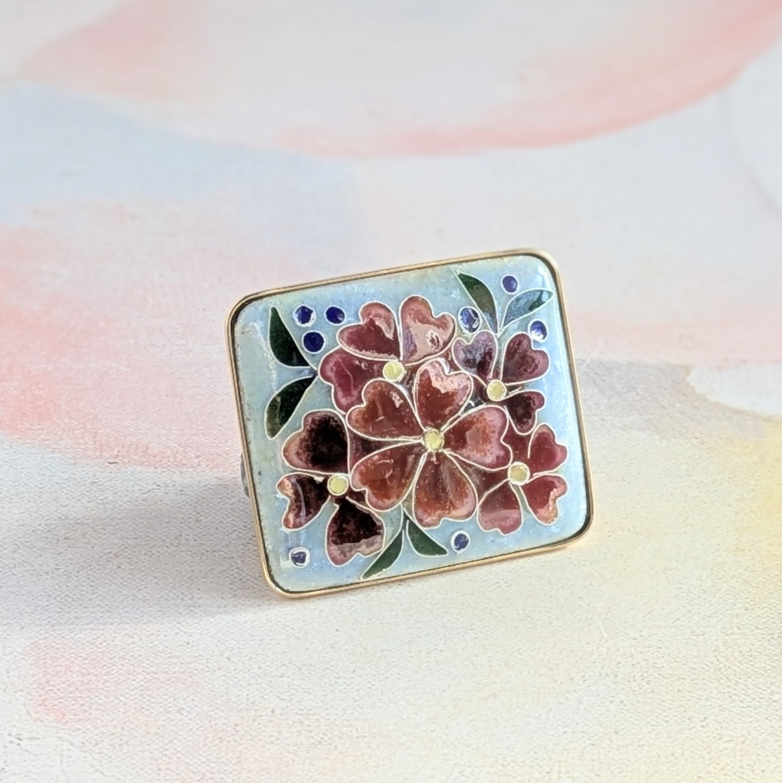 ＊一点限定＊ガーネットの花束【有線・銀張七宝、2wayブローチ】200『Creema限定』