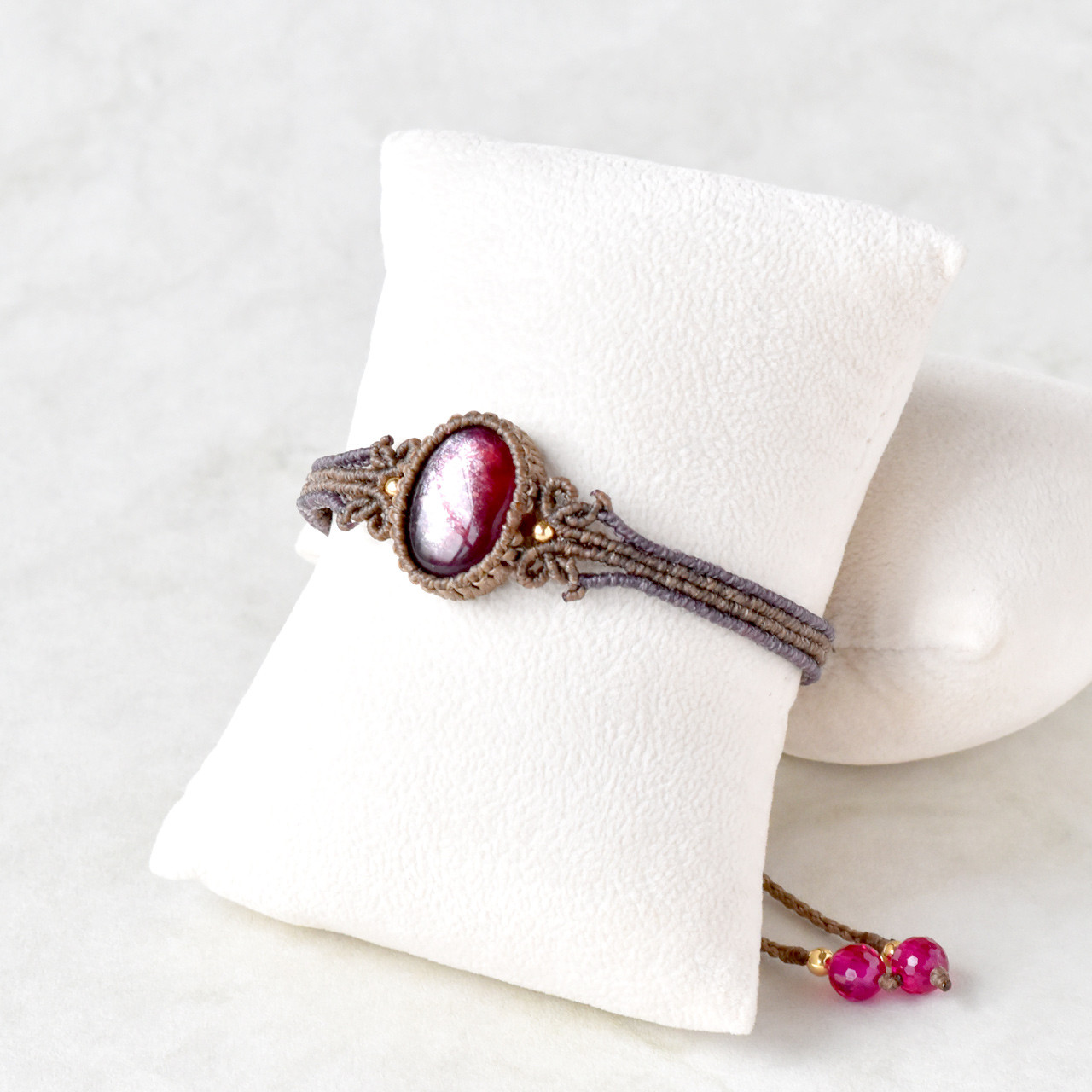 レピドライトのマクラメ編みブレスレット【Alteno -アルテノ-】シリーズ