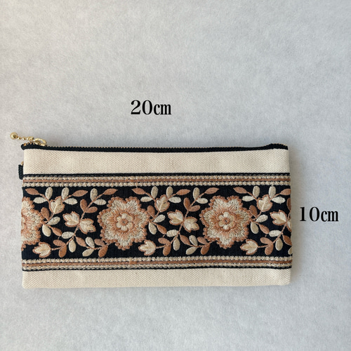 薄くて軽い！インド刺繍リボンの仕切りつきお財布ポーチ 長財布