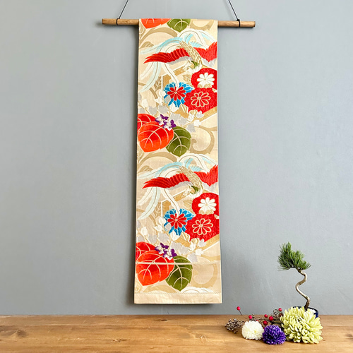 テーブルランナー　桐菊に鳳凰　帯リメイク テーブルランナー 桐菊に鳳凰 帯リメイク 【公式通販】