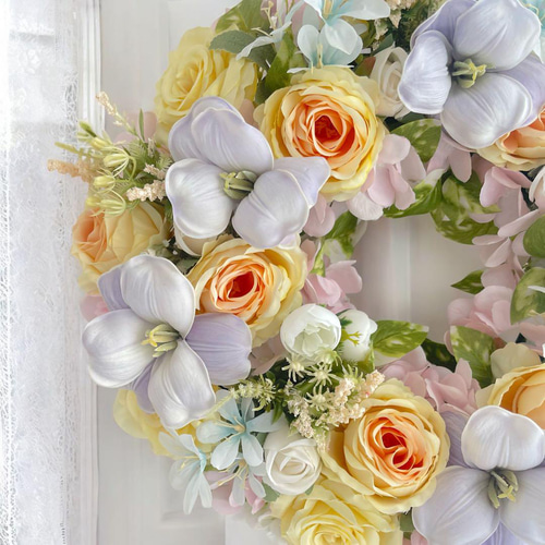 光触媒フラワー チューリップの 春リース フラワーリース 春飾り