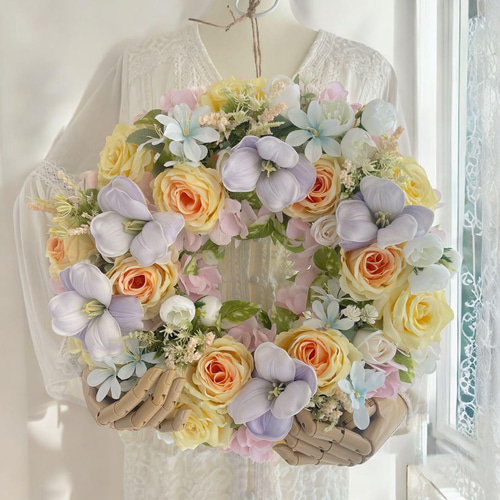 光触媒フラワー チューリップの 春リース フラワーリース 春飾り