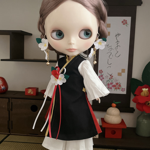 F 008 春告草 〜＊ 紅白梅 ＊〜 22cmドール服 その他人形 なお