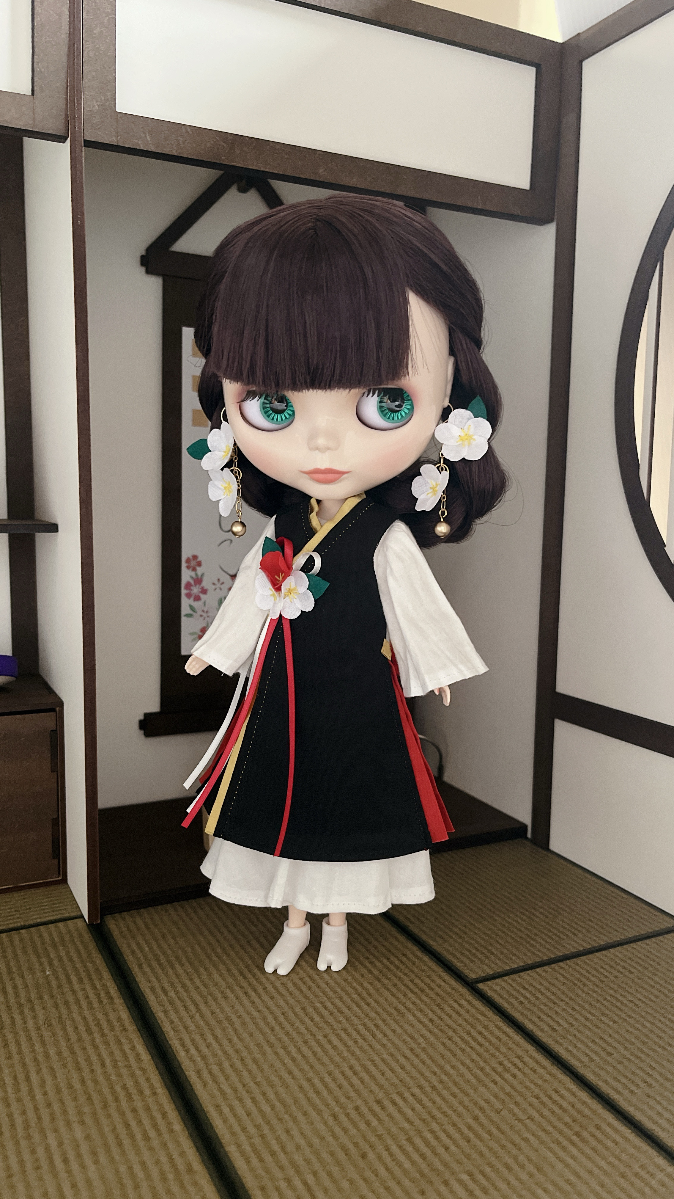 F  008  春告草　〜＊ 紅白梅 ＊〜　22cmドール服