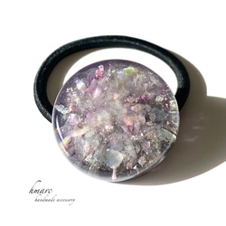 白夜の月 ／ 大人 レジン ヘアゴム（ポニーフック） ／ ブルー