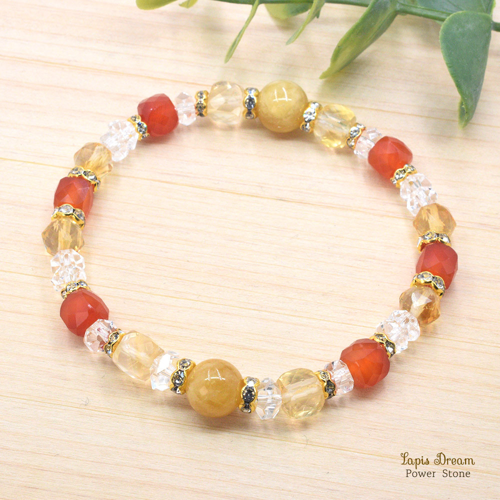 ポジティブ思考で目標達成させるお守り ｜ ヘリオドール、シトリンの天然石パワー.ストーン ブレスレット