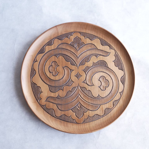 伝統的工芸品 二風谷イタ 27cm 丸 【貝澤 守 作】 彫刻 katak 通販