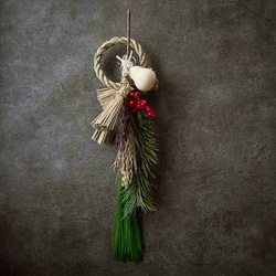 2023新作 ◎胡蝶蘭＆稲穂のしめ縄飾り◎ アーティフィシャルフラワー