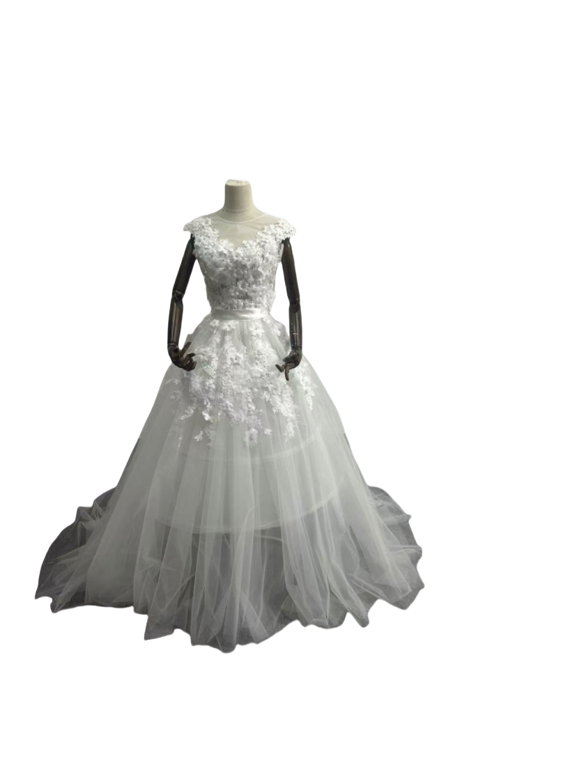 ウエディングドレス オーバードレス 3D立体レース刺繍 トップス+スカート チュールスカート  披露宴/結婚式