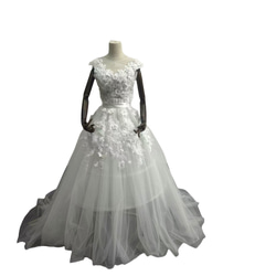 ウエディングドレス オーバードレス 3D立体レース刺繍 トップス+  