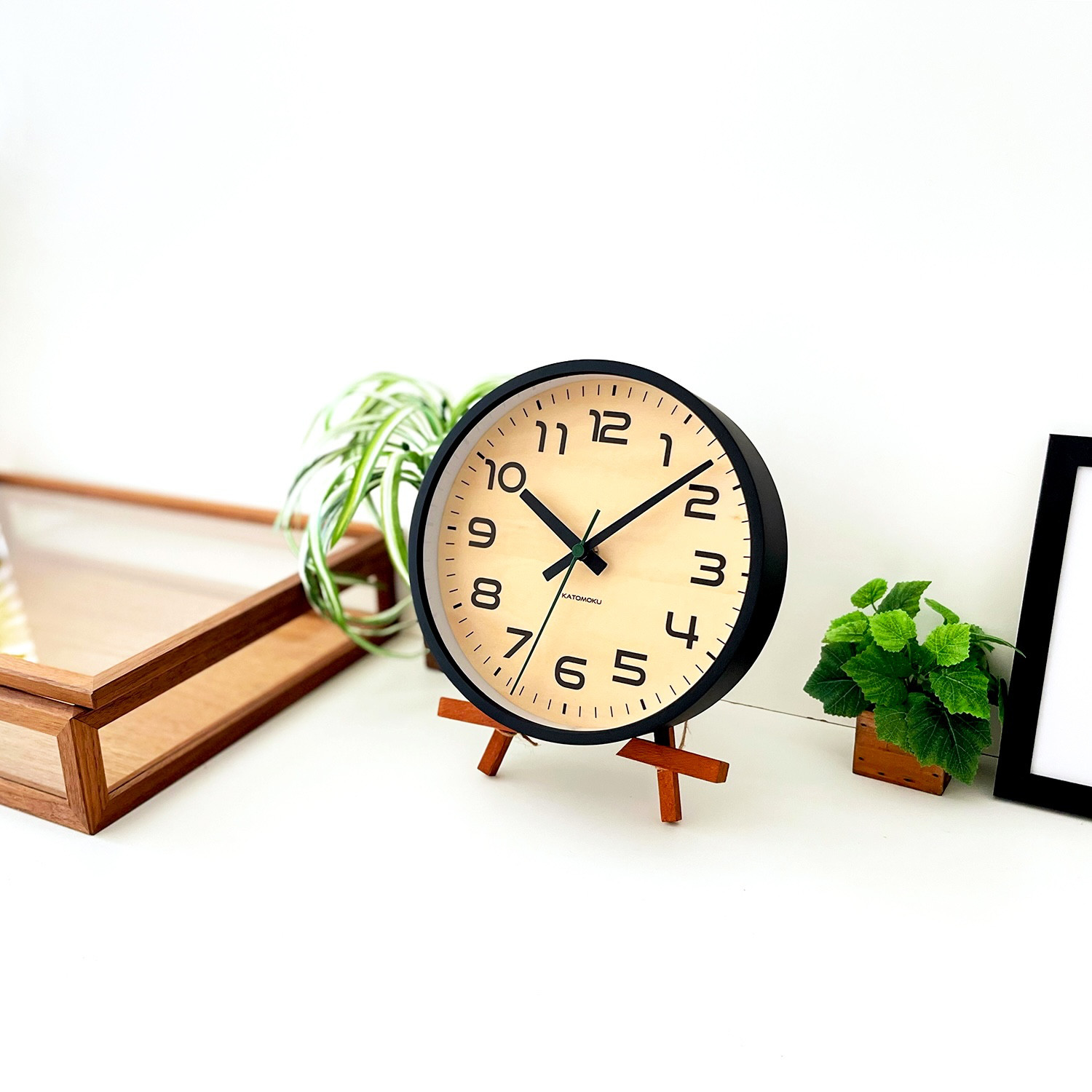 KATOMOKU plywood clock 23 ブラック km-146BK  掛け時計 木製 静か Sサイズ