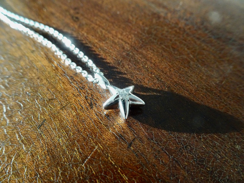 仁尾彫金『一つ星ジルコニア、ぷっくりスターペンダント』ハンドメイド362
