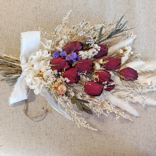 ほんわかカラーのスワッグ スプレー薔薇 ドライフラワー スワッグ 薔薇