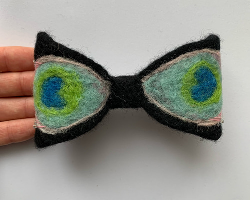 羊毛フェルトの蝶ネクタイ18/Papillon 18(Ribbon clip& Clip-tie