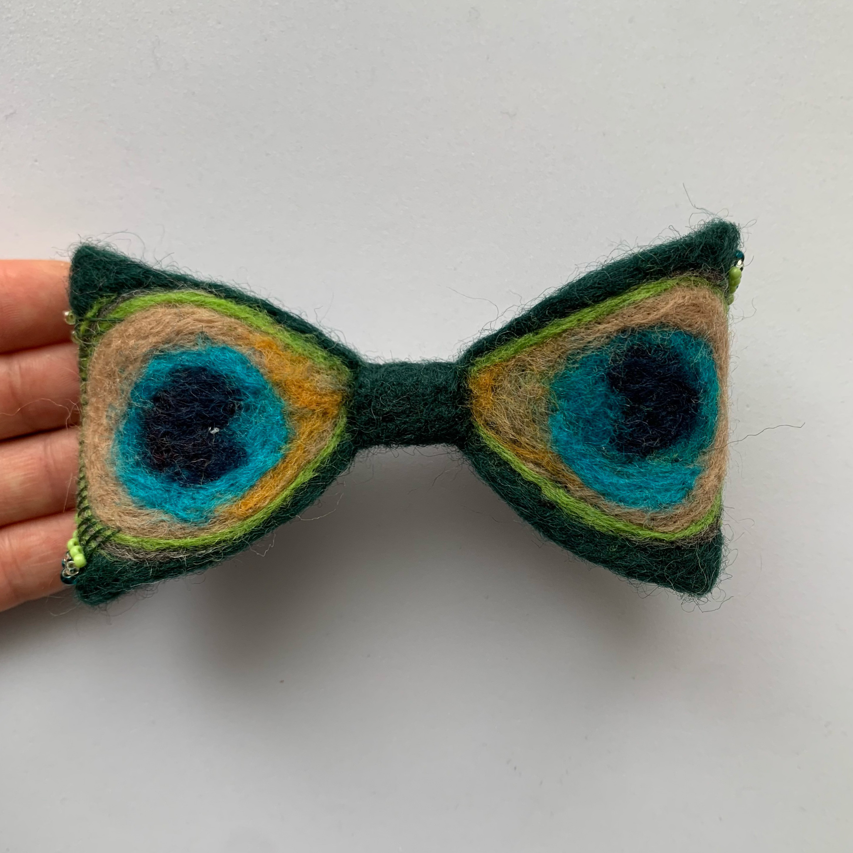 羊毛フェルトの蝶ネクタイ19/Papillon 19(Ribbon clip& Clip-tie)