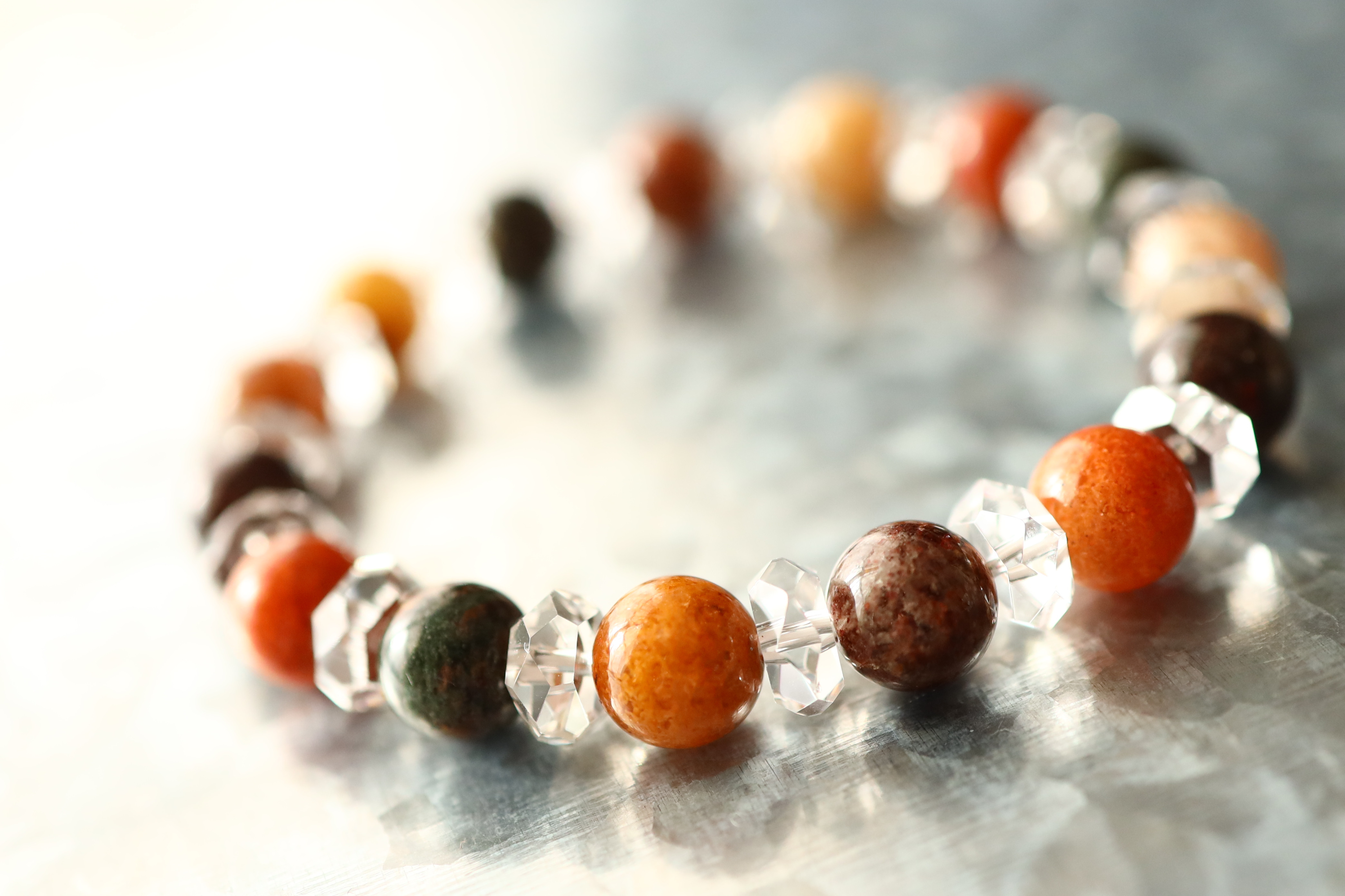 …☆運を開いてくれる石☆…☆ガーデンクォーツ：9ミリ＆水晶☆…☆天然石ブレスレット☆…