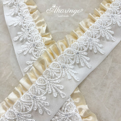 3way 伊達衿 オフホワイト 2重フリル レースを挟み込むタイプの伊達襟