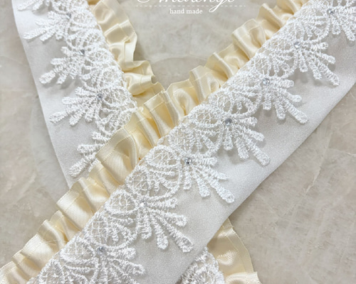 刺繍レースの重ね衿 フリルレースの半衿 レース帯揚げ2枚 お飾り4個 他 帯揚げ レース 全6色 フリルレース エレガント フェミニン コサージュ