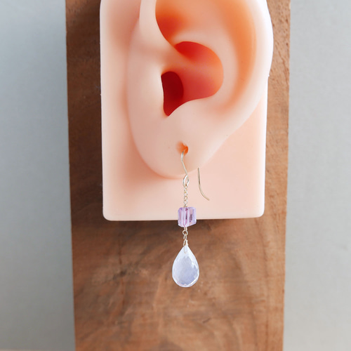 スコロライト、ピンクアメジスト ピアス／イヤリング 14kgf ピアス