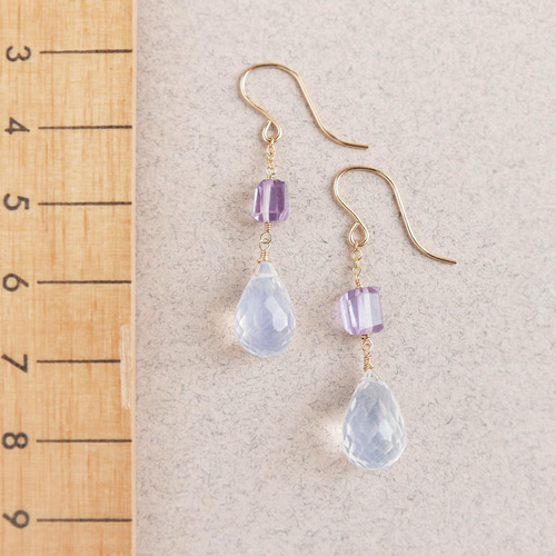 スコロライト、ピンクアメジスト ピアス／イヤリング 14kgf ピアス