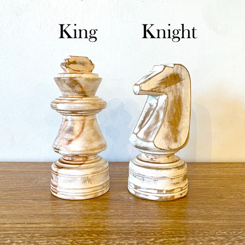 ナチュラルウッドのチェスオブジェ キング ナイト チェスの駒 その他