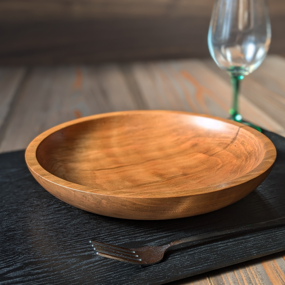 木製ワンプレート皿 25cm｜おうちカフェを愉しむ木の大皿｜経年変化が美しいアメリカンチェリー の丸型プレート
